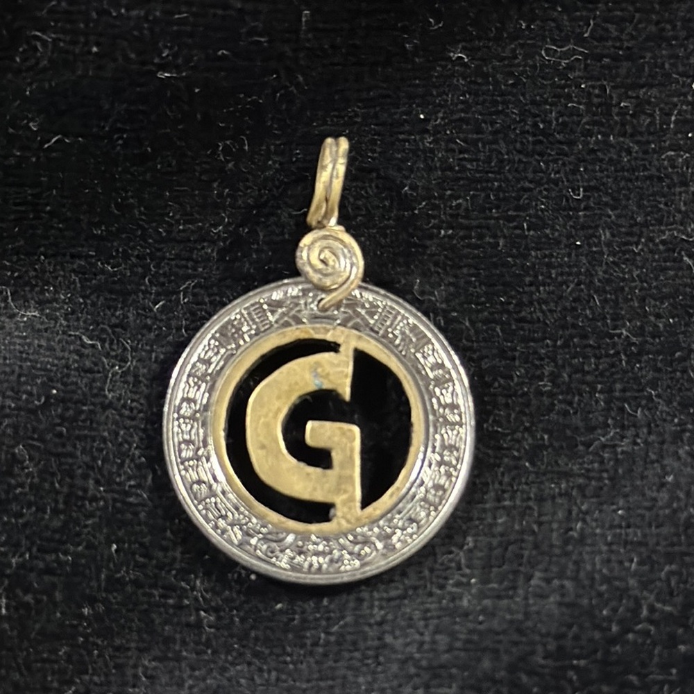 Mexico Peso Gold and Silver Initial Pendant